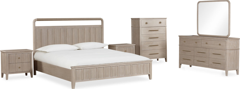 Carrington Five Drawer Oak Wood Chest in Chai - View 5