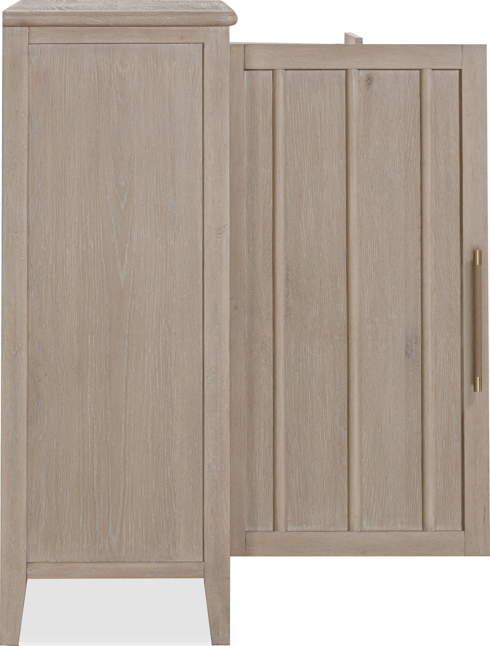 Carrington Six Drawer One Door Oak Wood Chest in Chai - View 3
