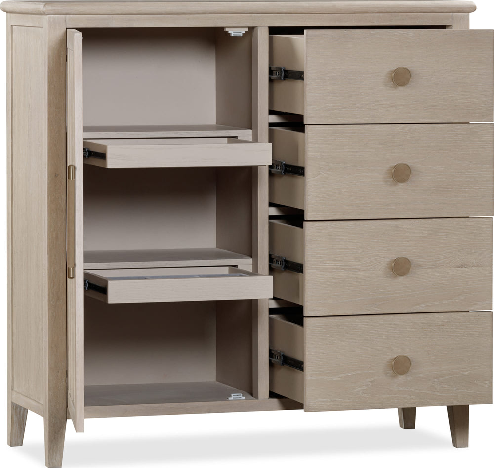 Carrington Six Drawer One Door Oak Wood Chest in Chai - View 6