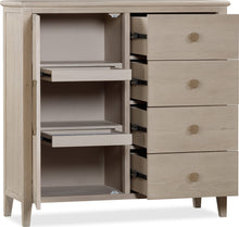 Carrington Six Drawer One Door Oak Wood Chest in Chai - View 6