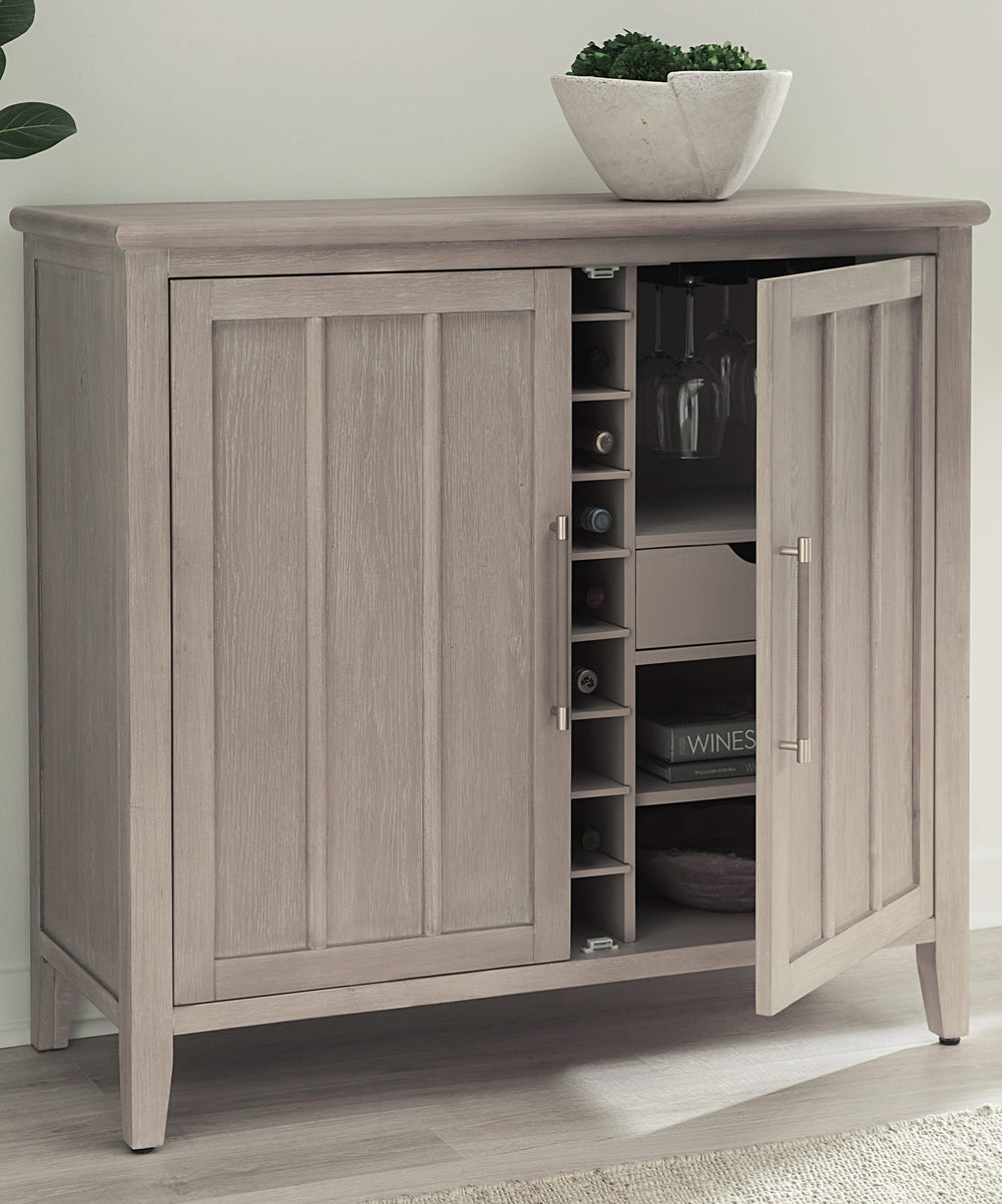 Carrington Two Door Two Drawer Bar Cabinet with Stemware Rack and Wine Rack in Chai - View 4