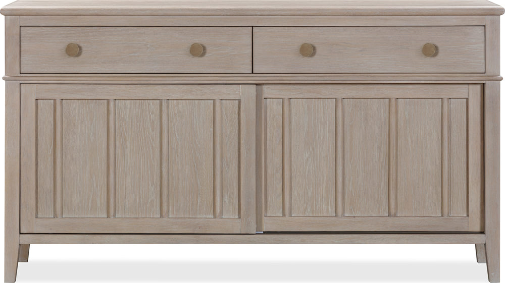 Carrington Two Drawer Two Door Oak Wood Sideboard in Chai - View 3