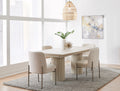 Cannon Stone Top Double Pedestal Extension Dining Table with Ivory Wood Base