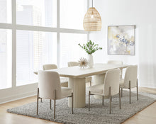 Cannon Stone Top Double Pedestal Extension Dining Table with Ivory Wood Base - View 4