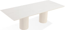 Cannon Stone Top Double Pedestal Extension Dining Table with Ivory Wood Base - View 5