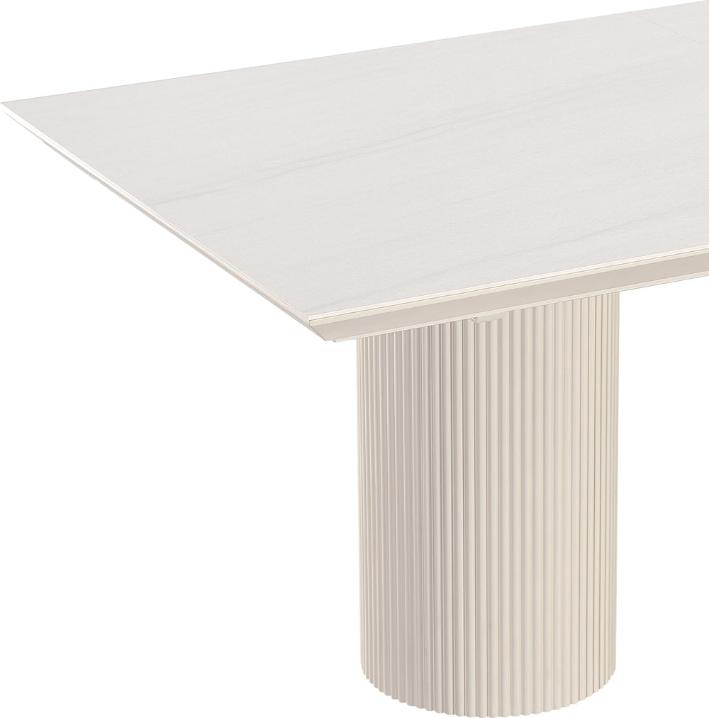 Cannon Stone Top Double Pedestal Extension Dining Table with Ivory Wood Base - View 7