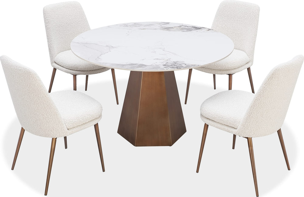 Carmel Stone Top Round Dining Table in Chanelle and Bronze - View 3