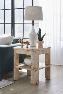 Caspian Mappa Burl End Table in Amber Kiss