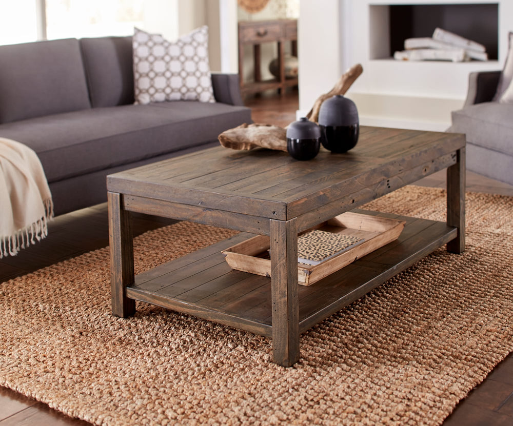 Charleston Reclaimed Wood Rectangular Coffee Table in Smoky Taupe