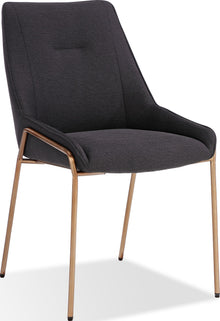 Cyrus Upholstered Dining Chair in Coal Fabric and Brushed Bronze Metal - View 3