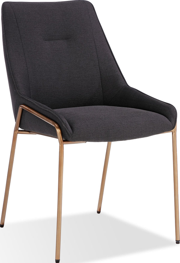 Cyrus Upholstered Dining Chair in Coal Fabric and Brushed Bronze Metal