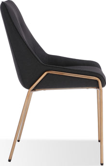 Cyrus Upholstered Dining Chair in Coal Fabric and Brushed Bronze Metal - View 4
