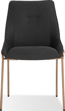 Cyrus Upholstered Dining Chair in Coal Fabric and Brushed Bronze Metal - View 5