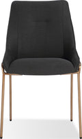 Cyrus Upholstered Dining Chair in Coal Fabric and Brushed Bronze Metal