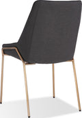 Cyrus Upholstered Dining Chair in Coal Fabric and Brushed Bronze Metal
