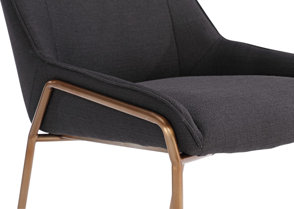 Cyrus Upholstered Dining Chair in Coal Fabric and Brushed Bronze Metal - View 7