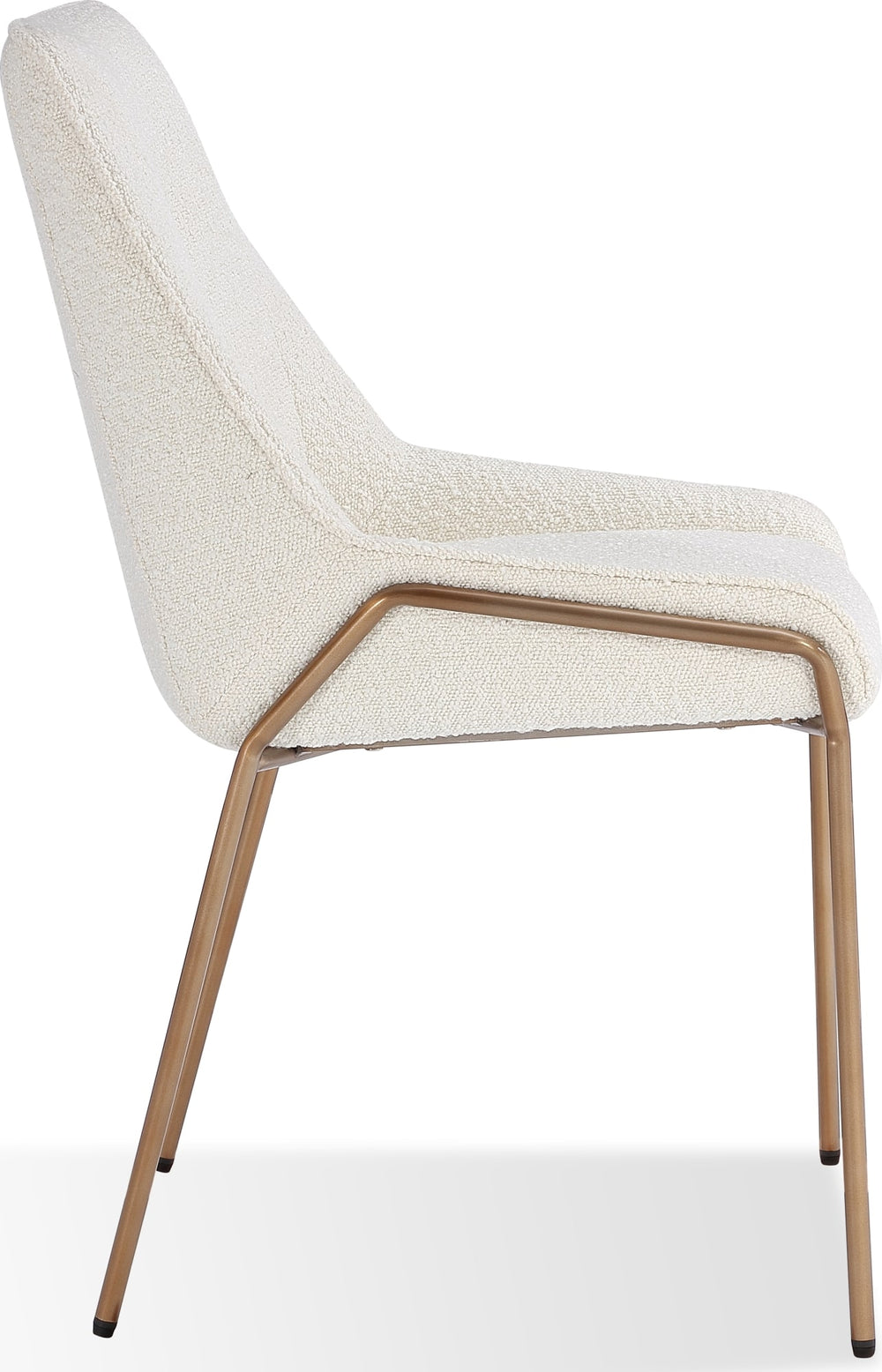 Cyrus Upholstered Dining Chair in Cottage Cheese Boucle and Brushed Bronze Metal - View 4