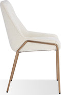 Cyrus Upholstered Dining Chair in Cottage Cheese Boucle and Brushed Bronze Metal