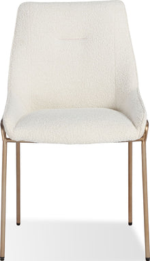 Cyrus Upholstered Dining Chair in Cottage Cheese Boucle and Brushed Bronze Metal - View 5