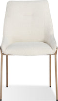 Cyrus Upholstered Dining Chair in Cottage Cheese Boucle and Brushed Bronze Metal