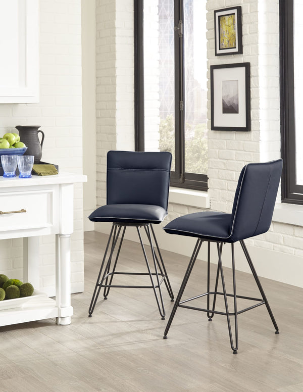 Demi Hairpin Leg Swivel Counter Stool in Cobalt alternate view