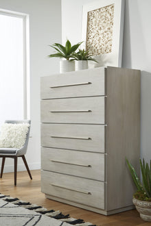 Driftwood Five Drawer Chest in Cotton Grey