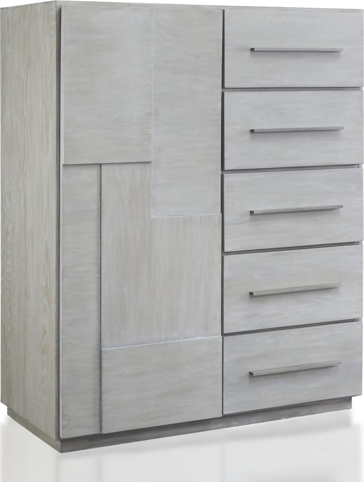 Driftwood Five Drawer One Door Sweater Chest in Cotton Grey - View 2