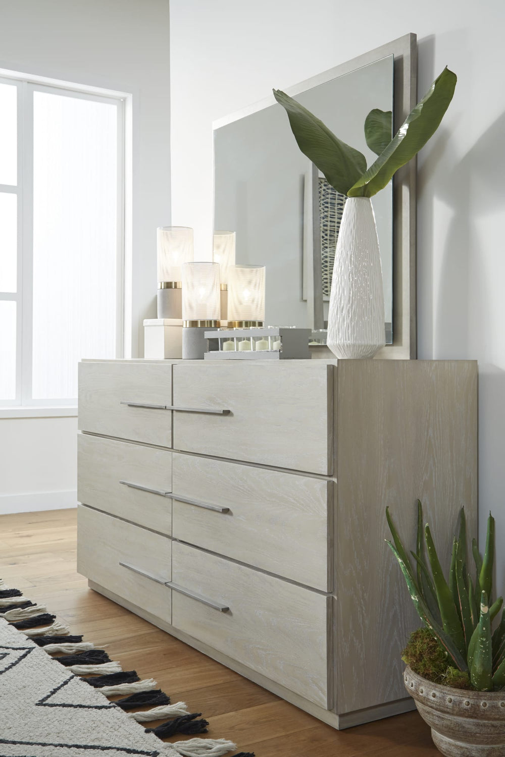Driftwood Six Drawer Dresser in Cotton Grey