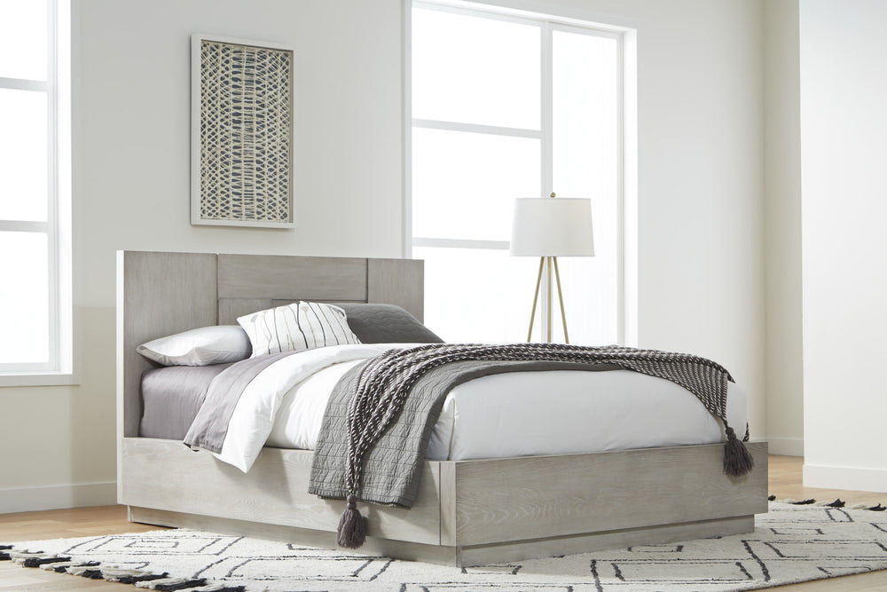 Driftwood Wood Panel Bed in Cotton Grey