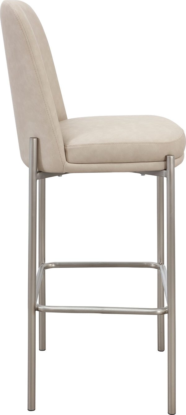 Dion Upholstered Bar Stool in Camel Synthetic Leather and Brushed Nickel Metal alternate view