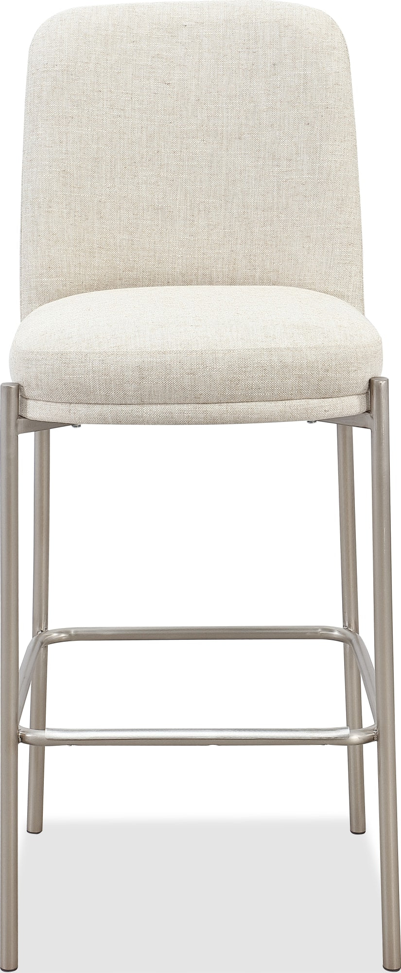 Dion Upholstered Bar Stool in Natural Light Linen and Brushed Nickel Metal