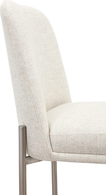 Dion Upholstered Bar Stool in Natural Light Linen and Brushed Nickel Metal - View 5