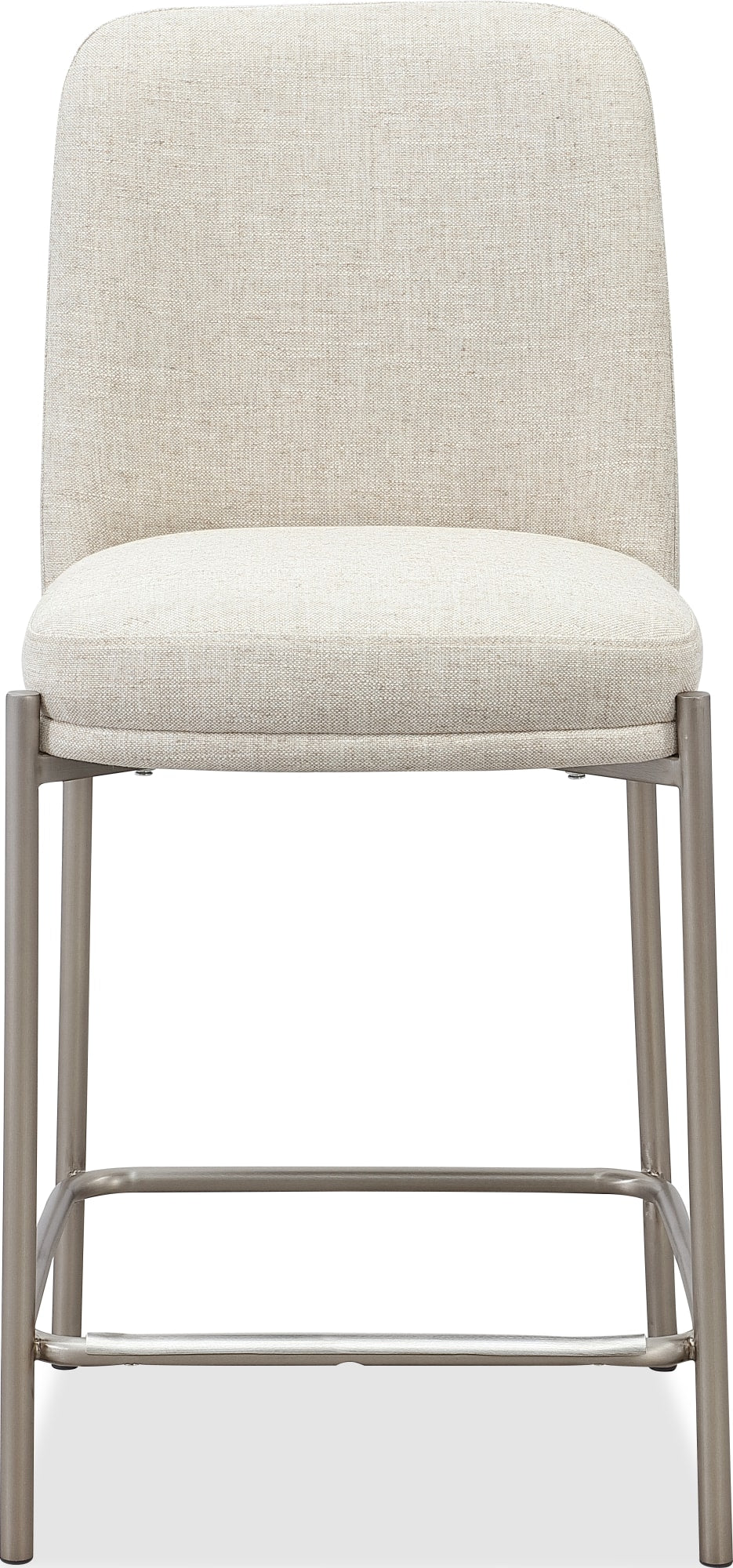 Dion Upholstered Counter Stool in Natural Light Linen and Brushed Nickel Metal