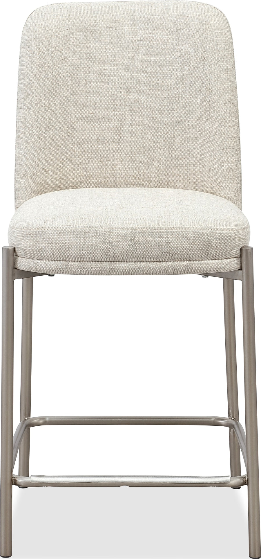 Dion Upholstered Counter Stool in Natural Light Linen and Brushed Nickel Metal