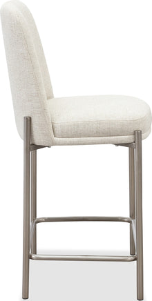 Dion Upholstered Counter Stool in Natural Light Linen and Brushed Nickel Metal - View 3