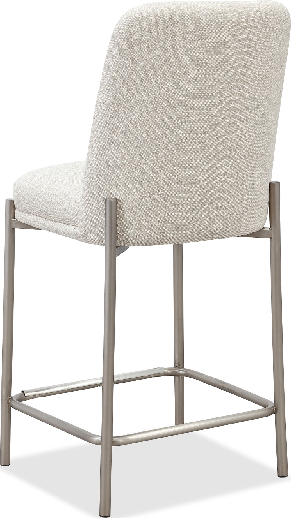 Dion Upholstered Counter Stool in Natural Light Linen and Brushed Nickel Metal - View 4