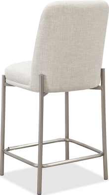 Dion Upholstered Counter Stool in Natural Light Linen and Brushed Nickel Metal - View 4
