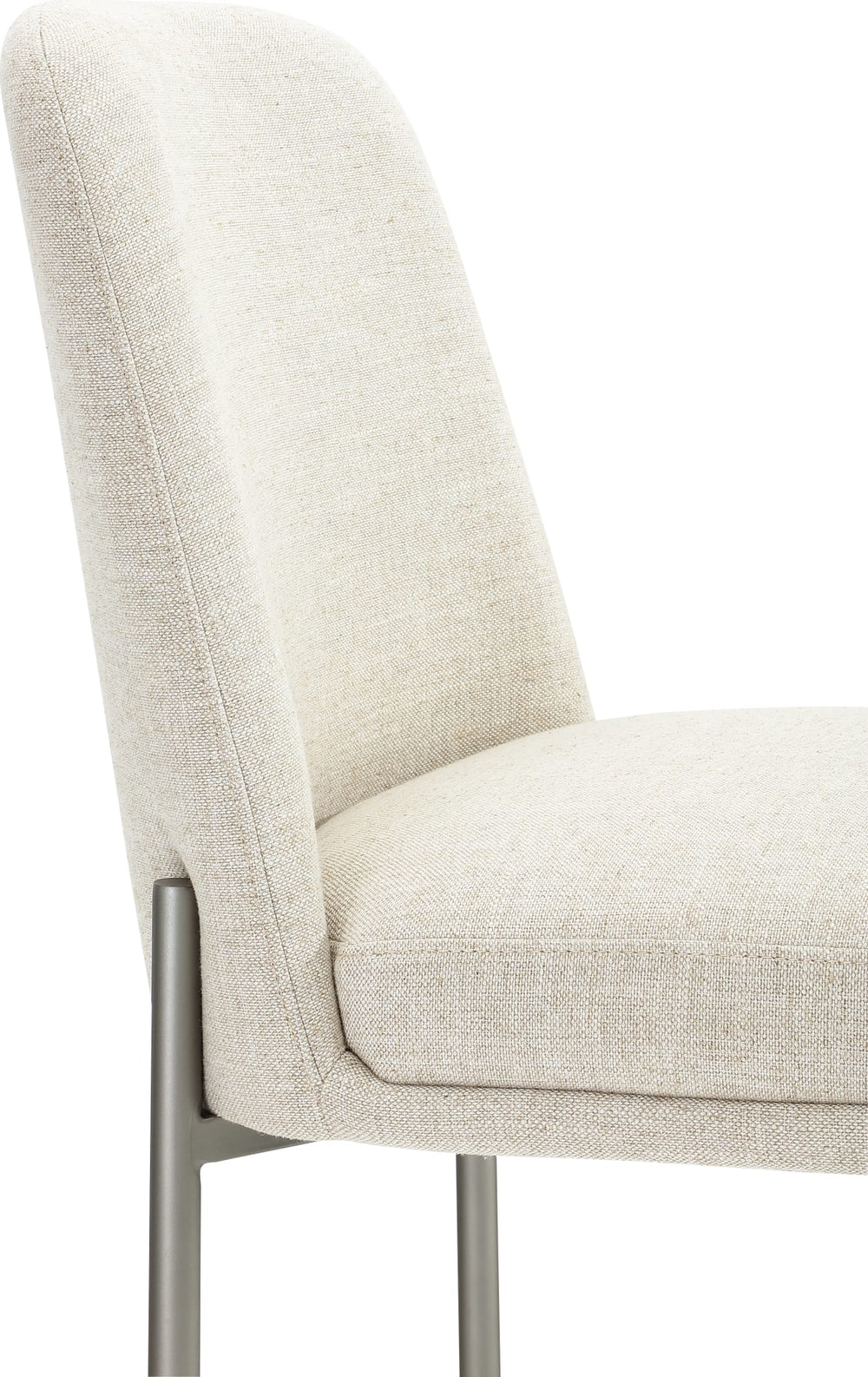 Dion Upholstered Counter Stool in Natural Light Linen and Brushed Nickel Metal - View 5