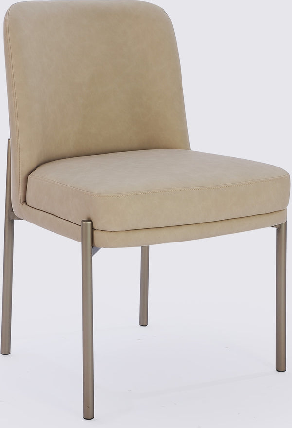 Dion Upholstered Dining Chair in Camel Synthetic Leather and Brushed Nickel Metal alternate view