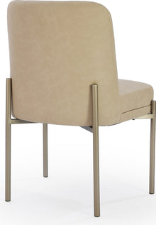 Dion Upholstered Dining Chair in Camel Synthetic Leather and Brushed Nickel Metal - View 2