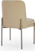 Dion Upholstered Dining Chair in Camel Synthetic Leather and Brushed Nickel Metal