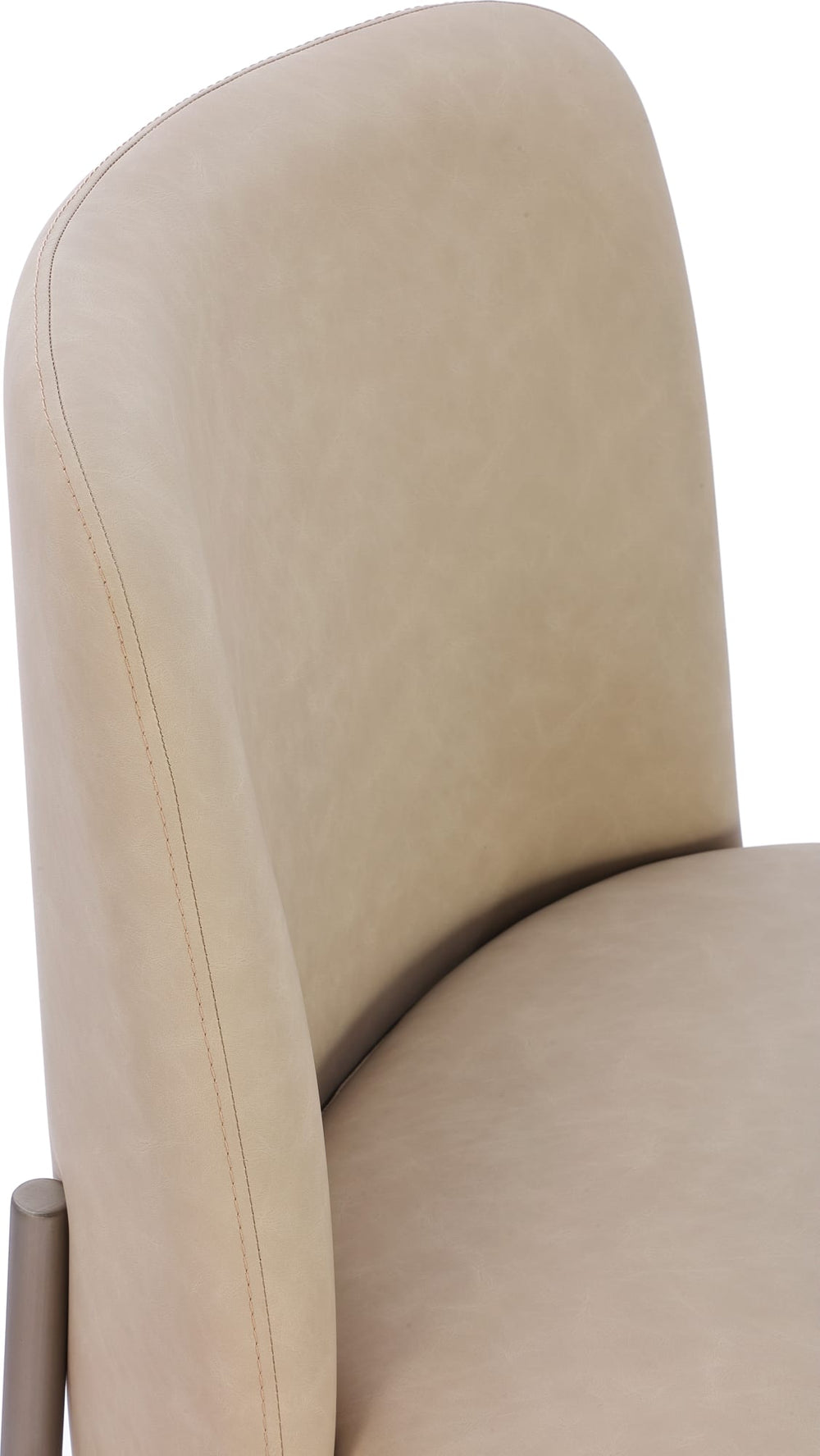 Dion Upholstered Dining Chair in Camel Synthetic Leather and Brushed Nickel Metal - View 3