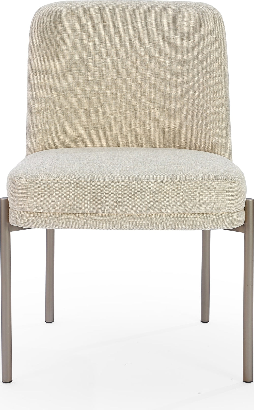 Dion Upholstered Dining Chair in Natural Light Linen and Brushed Nickel Metal - View 4