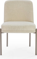 Dion Upholstered Dining Chair in Natural Light Linen and Brushed Nickel Metal