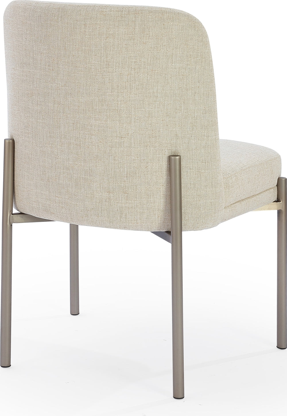 Dion Upholstered Dining Chair in Natural Light Linen and Brushed Nickel Metal - View 6