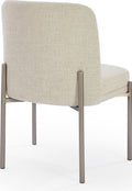 Dion Upholstered Dining Chair in Natural Light Linen and Brushed Nickel Metal