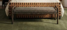 Dorchester Boucle Upholstered Wooden Bench in Basalt Grey and Pumpernickel