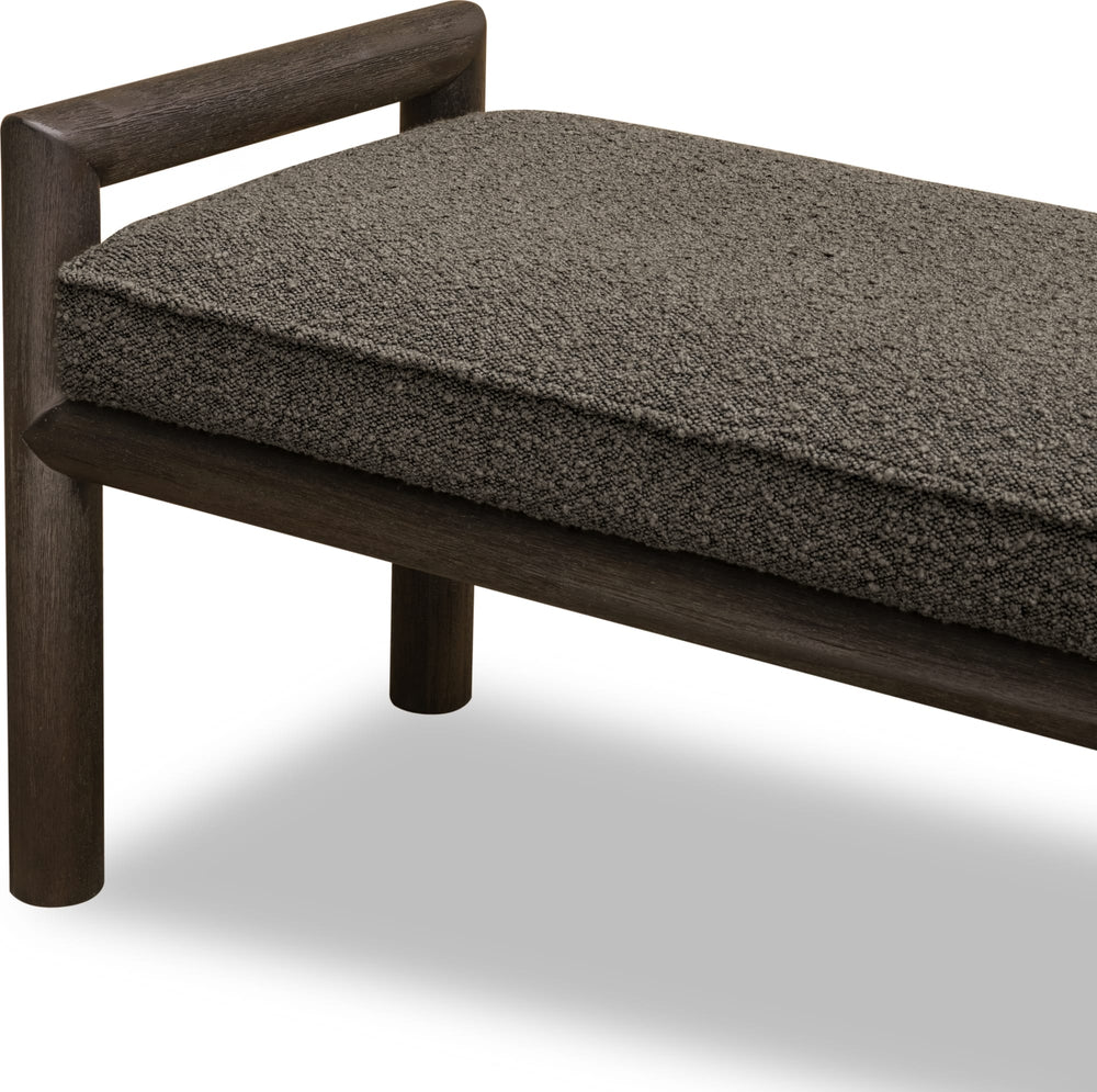 Dorchester Boucle Upholstered Wooden Bench in Basalt Grey and Pumpernickel - View 10