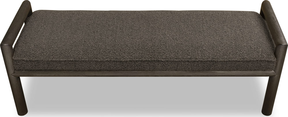 Dorchester Boucle Upholstered Wooden Bench in Basalt Grey and Pumpernickel - View 5