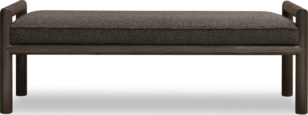 Dorchester Boucle Upholstered Wooden Bench in Basalt Grey and Pumpernickel - View 6
